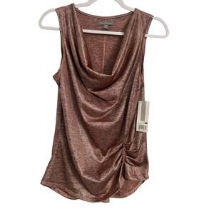 Peace & Pearls NWT Women's S Glitter‎ Rose Gold Sleeveless Drape Sleeveless Top